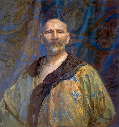 Self-portrait in Chinese Gown by Leon Wyczokowski